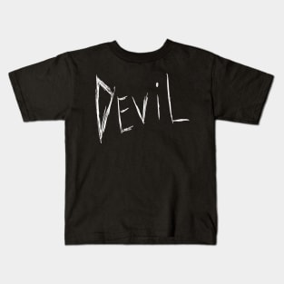 Dark and Gritty DEVIL text (white) Kids T-Shirt